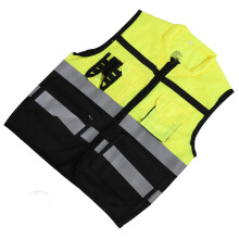 Hochsichtbares XL Reflektivschutzweste Schwarz/Gelb Warp-Strickstoff