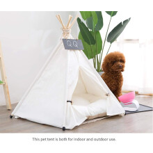 Hordozható kisállat teepee, játszóház vastag párnával szőrös barátodnak, elegáns és praktikus bőrhurok, precíz varrás, erős
