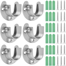Suportes para varão de armário em formato de U, suporte para guarda-roupa com parafusos ajustáveis, fácil instalação, suporta varões de