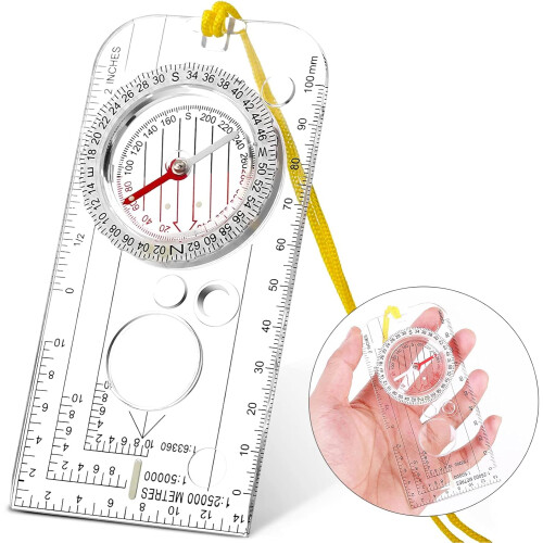 Survival Compass, Orienteering Compass With Fluorescent Light Design For Emergency Situations, Baseplate Compass Offering Navigation Tools Including
