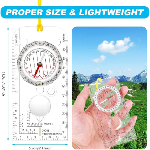 Survival Compass, Orienteering Compass With Fluorescent Light Design For Emergency Situations, Baseplate Compass Offering Navigation Tools Including 2