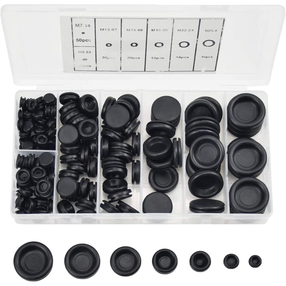 Sheet Metal Firewall Hole Plug Kit, Electrical Wire Gasket Set For Automotive Applications (Black, 170Pcs) 9004841723006