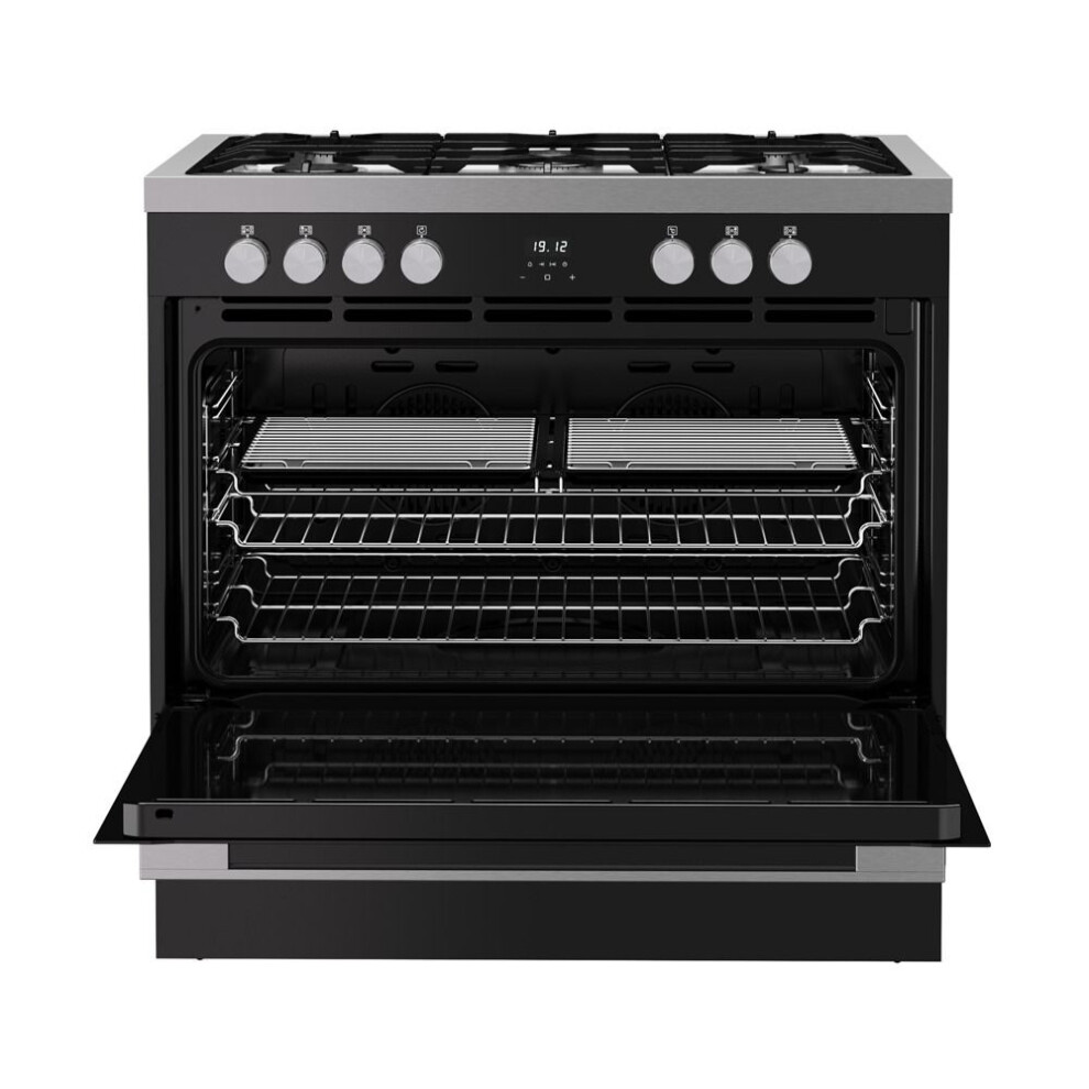 Belling Vision 444412040 90Df 90Cm Dual Fuel Single Cavity Black & Silver Steel Range Cooker