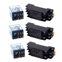 3X 12V  Coil Power Relay DPDT LY2NJ HH62P-L JQX-13F 10A With PTF08A Socket Base