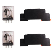 2X HH52P  24V Coil DPDT 8 Pins Electromagnetic Power Relay with DYF08A Base, Black+ Clear