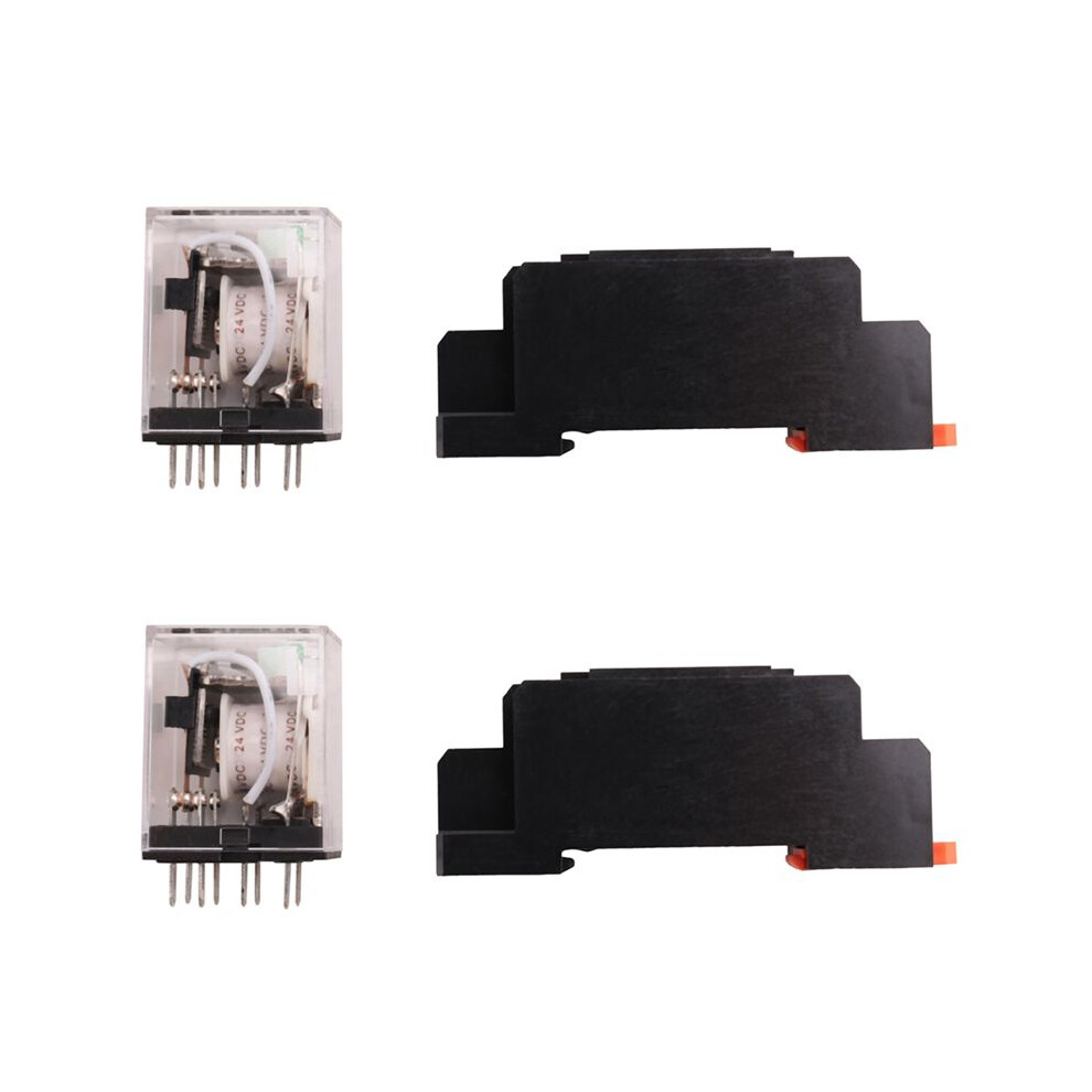 2X Hh52p 24V Coil Dpdt 8 Pins Electromagnetic Power Relay With Dyf08a Base, + Clear Black 4713120612454