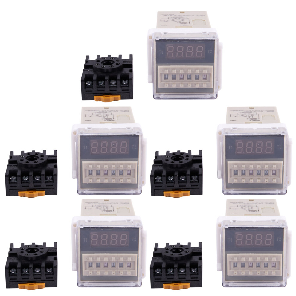 5X Ac 220V 5A Programmable Double Delay Relay Device Tool Dh48s-S 6031702781205