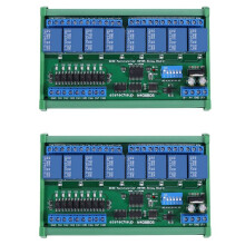 2X  24V 8 Ch RS485 Relay Board Modbus RTU UART Remote Control  DIN35 Rail Box for PLC Automation Control