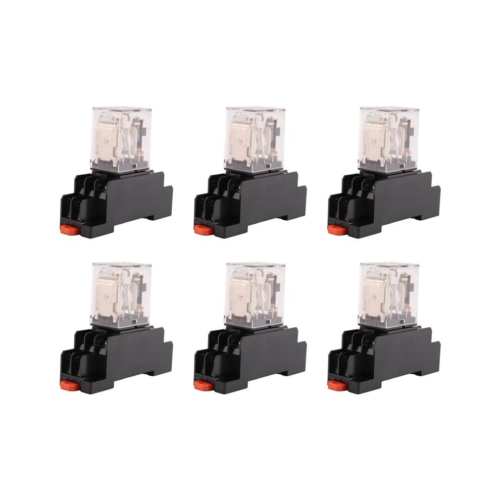 6X Hh52p 24V Coil Dpdt 8 Pins Electromagnetic Power Relay With Dyf08a Base, + Clear Black 4712483968710