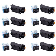 8X 12V  Coil Power Relay DPDT LY2NJ HH62P-L JQX-13F 10A with PTF08A Socket Base