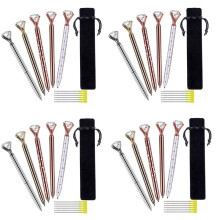 20 Piezas BolÍGrafo de Diamante de Cristal , BolÍGrafo Metal Material de Oficina, con 20 BolÍGrafos BolÍGrafo Recargas, 4 Bolso de Terciopelo