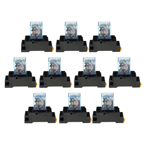 20Pc MY4NJ 14PIN 4DPDT Electronic  Electromagnetic Relay 5A Coil with PYF14A Socket Base AC 220V 1