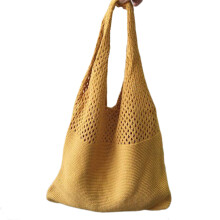 Sac à main en tricot rétro avec Design creux, sac à -Jaune