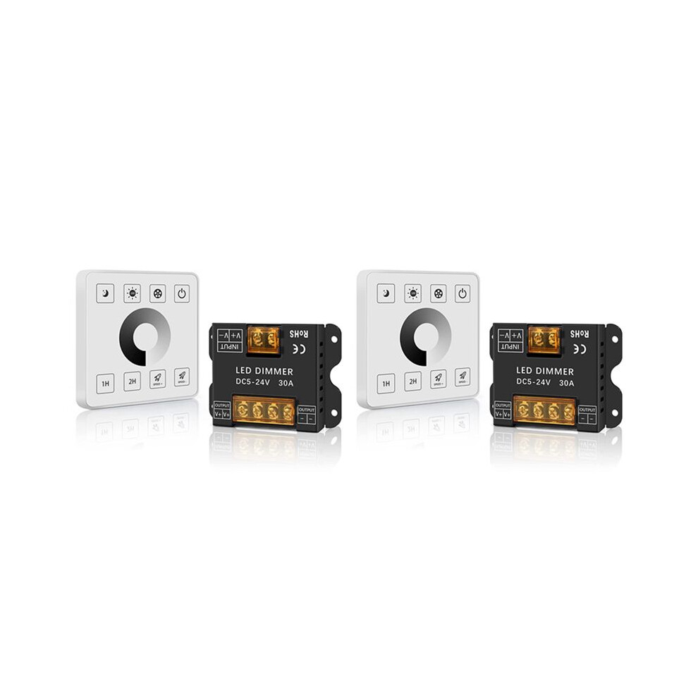 2X Rf Wireless Wall- Mounted Touch Panel Dimmer Control For Dc5-24V 30A Single Color Led Strip Lighting 6132899051178