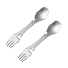Elegant Stainless Steel Camping Cutlery, Portable Outdoor Utensils, 2Pcs Silvery Set for Adventurers