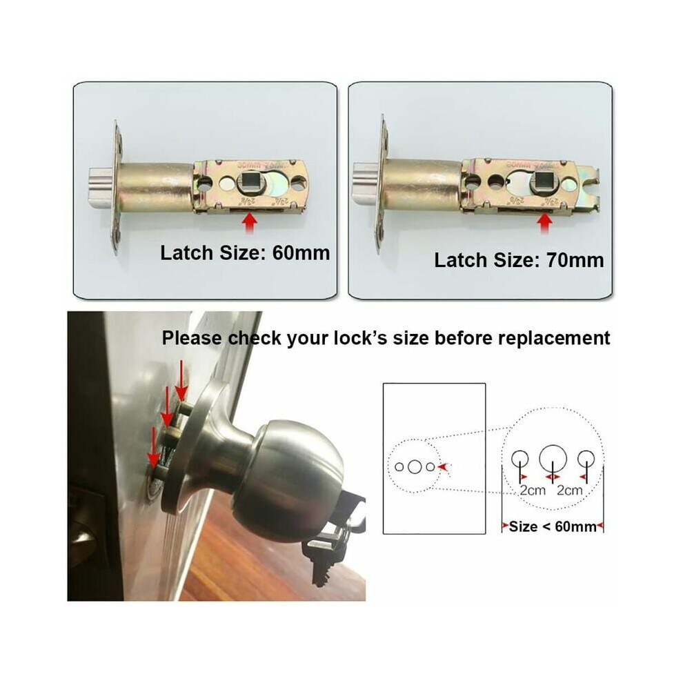 Ball Style Privacy Door Knob, Keyless Entry Turn Thumb Locking For Bedroom Bathroom, Robust Anti-Theft Stainless Steel Satin Nickel Finish Interior 9169997202406