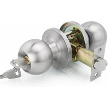 Pomello per porta in acciaio inox con serratura a rotazione senza chiave e robuste caratteristiche antifurto, maniglia a sfera con finitura nichel