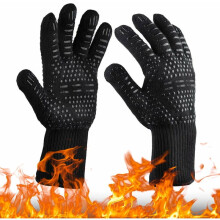 Flexible Grilling Gloves, Heat Resistant Oven Mitts for Multi-Purpose Use, Easy Clean Non-Slip Silicone, Breathable and Cut-Resistant, 2 Pairs XL