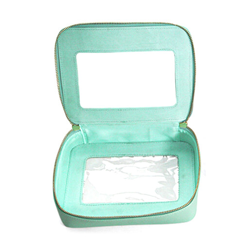 Make-up-Tasche, transparente Kulturbeutel,-Aquagrün