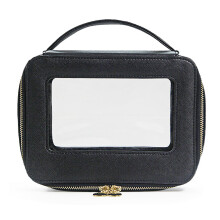 Make-up-Tasche, transparent, Kulturbeutel,-Schwarz