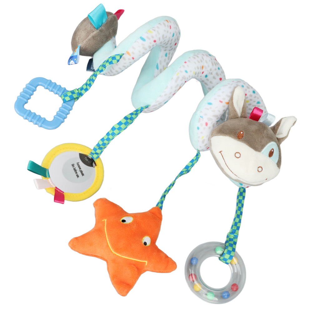 Baby Hanging Stroller Toy Squeaky Plush Spiral Activity Toy for Newborns