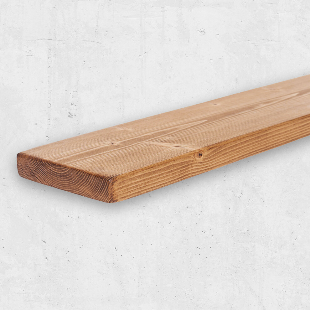 (200 Cm, Dark Oak) Rustic Floating Shelf Made From Solid Wood, Scaffold Board, Chunky Old Slab Dark 5056548032688