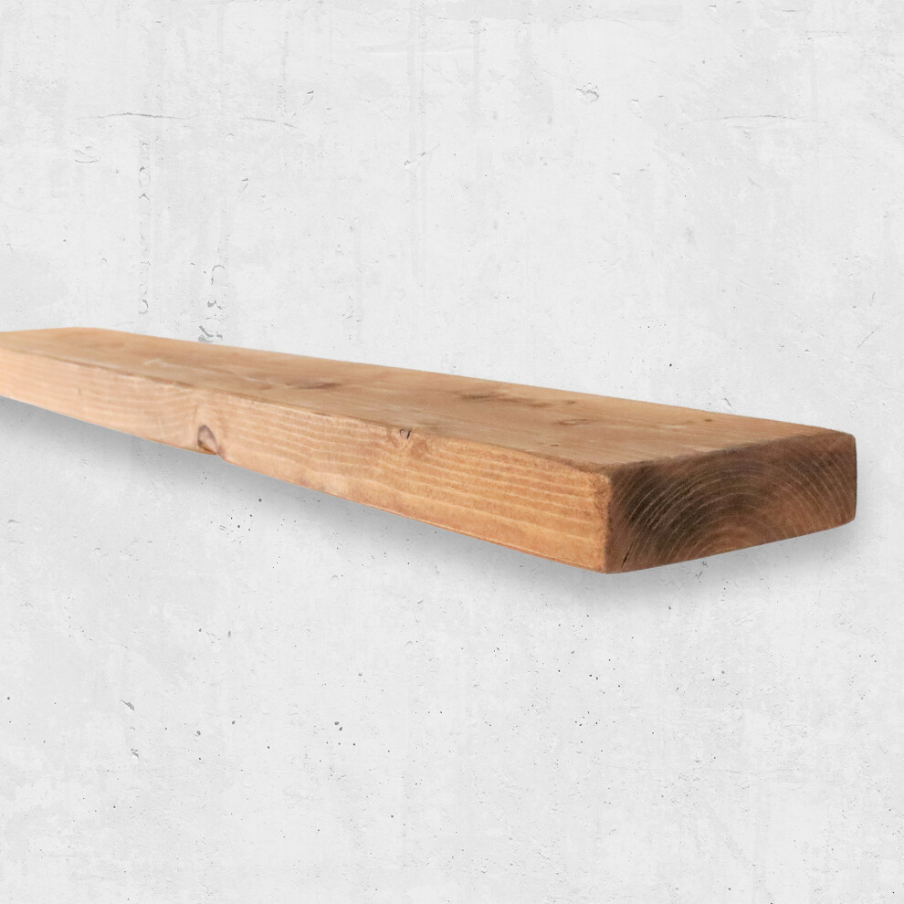 (180 Cm, Antique Pine) Rustic Chunky Floating Shelf Handmade From Solid Wood 6X1.5 Reclaimed Scaffold 5056548032039