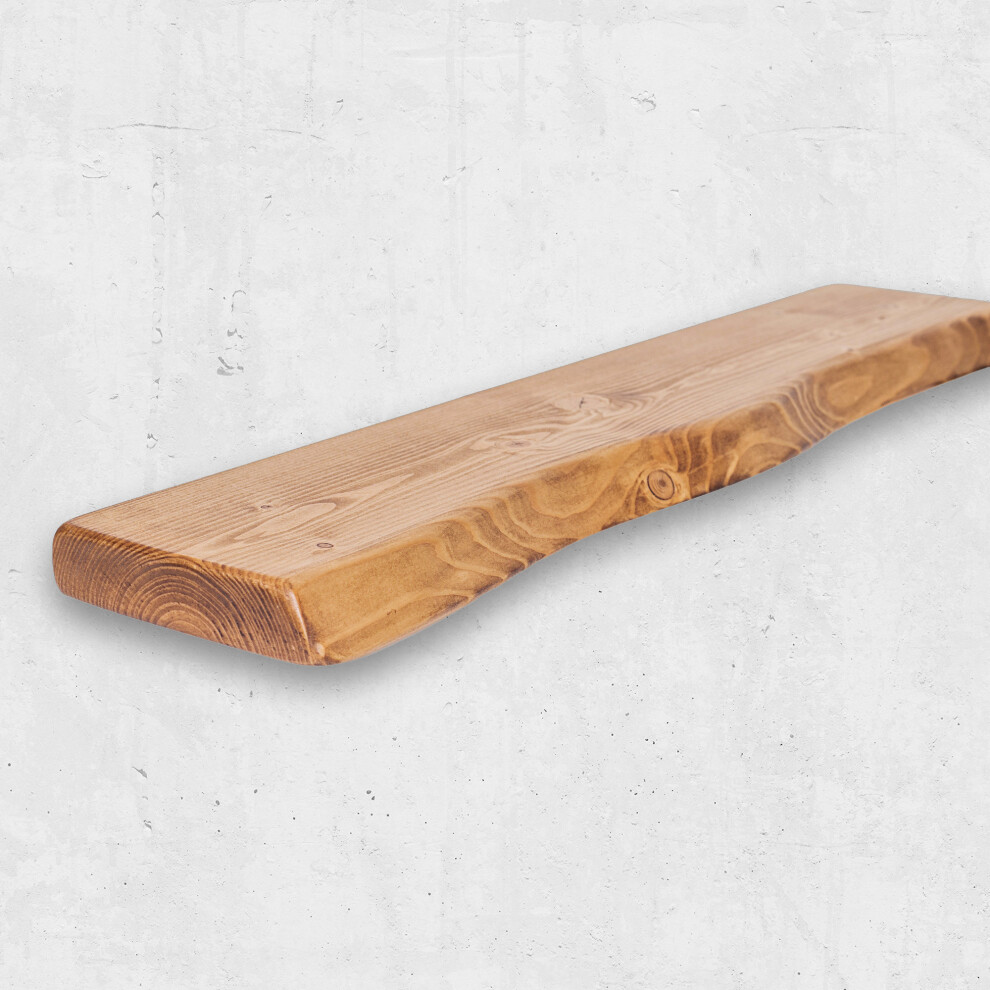 (200 Cm, Teak) Live Edge Rustic Floating Shelf Made From Solid Wood, Industrial Chunky Old Slab 5056548029084