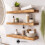(60 cm, Dark Oak) Industrial Rustic Floating Shelf Solid Wood Chunky Handmade with Brackets 9x2 5