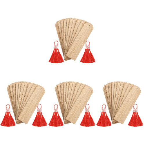 40Sets Holz Lesezeichen Beige DIY Blank Gravur Seite Marker Handmade 1