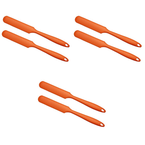 6Stk Hitzebeständige Silikonspatel Orange Für Backen Und 2