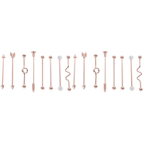 16Stk Arrows Screw Ohrstecker Roségold Piercing Schmuck 1