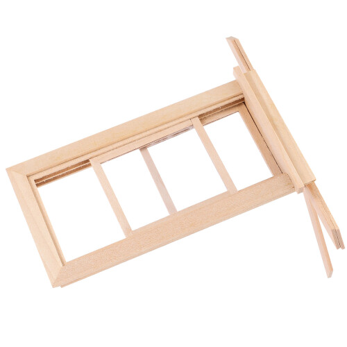 2Stk Beige Mini Holzfenster Langlebig Für Puppenhaus 1