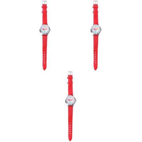 3Stk Kinderuhr Mit Blumenmuster, Quarzuhr, Langlebig 1