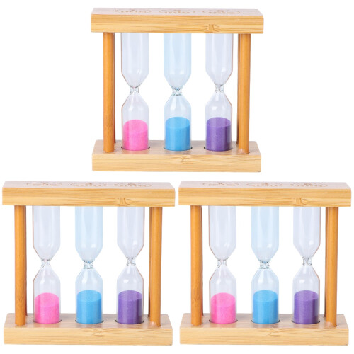 3Stk Farbige Holz Sanduhr Dekorative Timer Wohnaccessoire 1