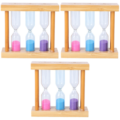 3Stk Farbige Holz Sanduhr Dekorative Timer Wohnaccessoire 2