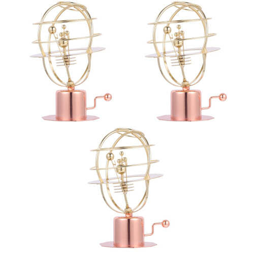 3Stk Dekoratives Solar System Modell Metall Kinder Geschenk Gold 2