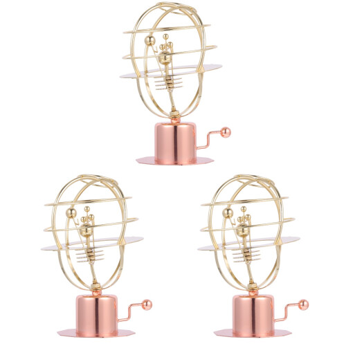 3Stk Dekoratives Solar System Modell Metall Kinder Geschenk Gold 1