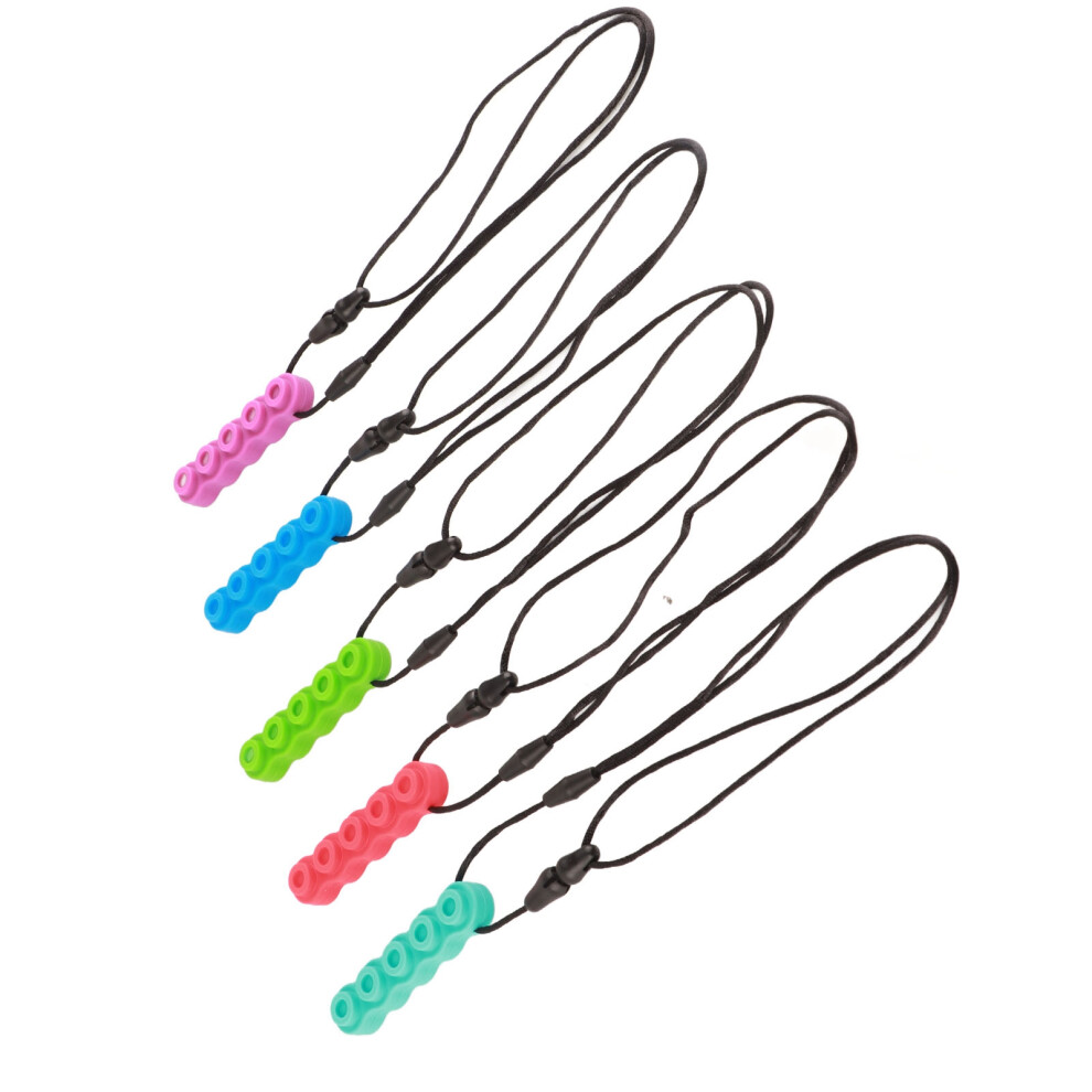 5pcs Soft Block Silicone Chew Necklace Baby Sensory Toy for Autism ADHD