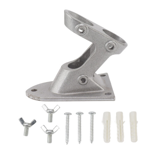 Premium Aluminum Flag Pole Holder Bracket Double Hole Rustproof Outdoor Silver 2