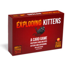 Gra karciana Exploding Kittens, szybka gra karciana dla całej rodziny z pełną akcji rozgrywką, zabawną oryginalną grafiką dla dzieci i