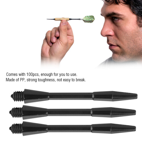 100PCS Durable Black Plastic Dart Shafts | 50mm, PP Material