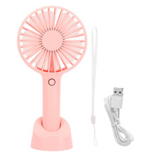 Tragbarer Mini-Ventilator, perfekt für heiße Tage, hochwertiger kleiner Handventilator aus Kunststoff mit drehbarem Sockel, niedliches Design,