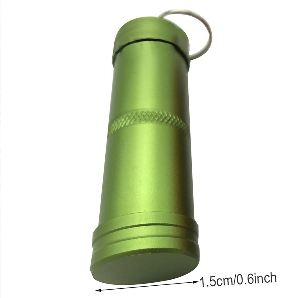 Green Waterproof Aluminum Alloy Pill Box Organizer - 7.5X1.5cm