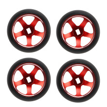 4PCS Aluminum RC Drift Tires & Wheels Set for 1/28 Cars, Red