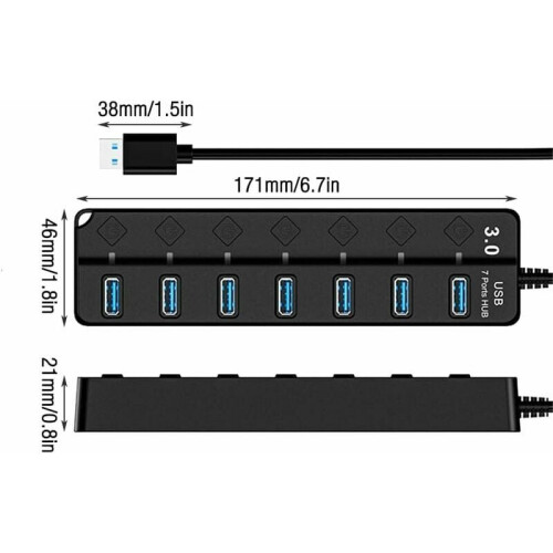 Διανομέας USB3.0, Κομψός Σχεδιασμός για Επιτραπέζιους και Φορητούς Υπολογιστές, 1