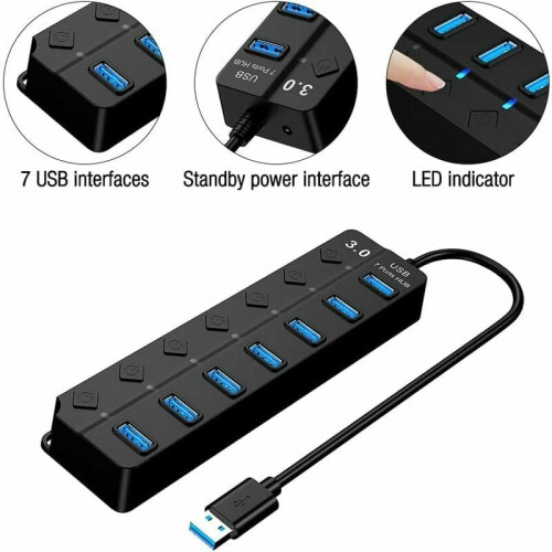 Συμπαγής και φορητός διανομέας USB3.0, ανεξάρτητοι διακόπτες τροφοδοσίας για κάθε 2