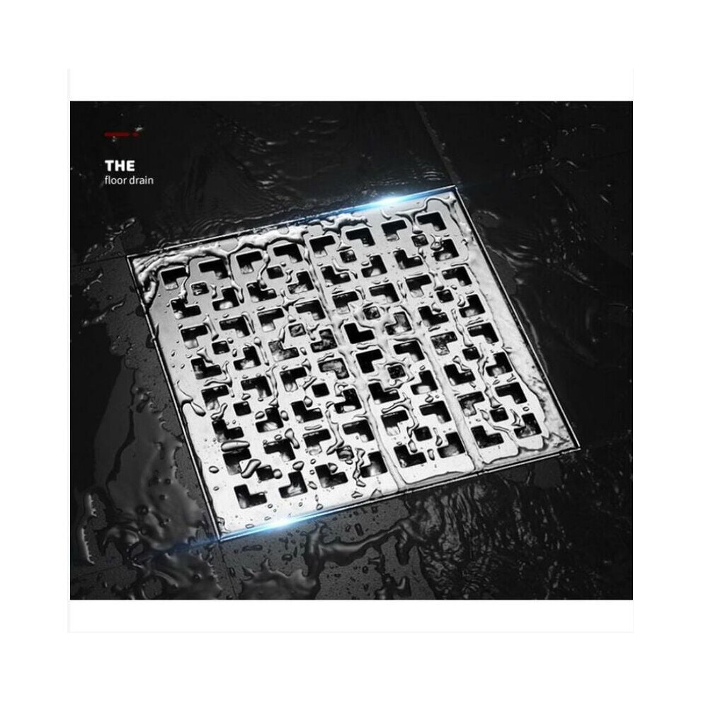 Innovative Square Shower Drain, Removable Quadrato Pattern Grate For Effortless Cleaning, High Flow Capability 304 Stainless Steel Drainage Solution 9169997203434