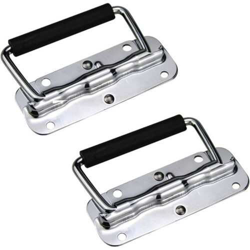 Recessed Pull Handle, Stainless Steel Spring Handle for Barn Doors and Trailers, Folding Industrial Handle with Powerful Spring for Automatic Rebound