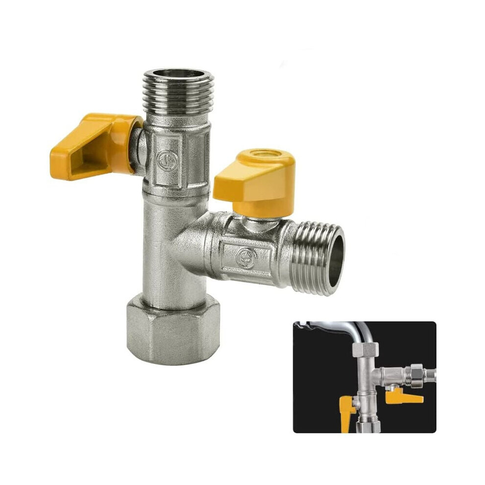 Durable Brass Components For Reliable Performance, Brass Faucet Water Diverter With Three-Way Valve, Anti-Rust And Anti-Corrosion, Long Service Life, 9433291746455
